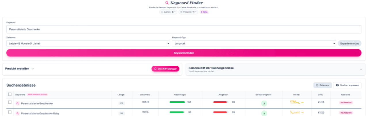 GOFORUP Keyword-Recherche Tool - Live Demo
