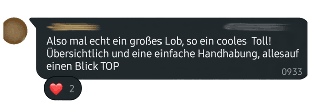 Testimonial: Großes Lob, cooles Tool, übersichtlich, TOP