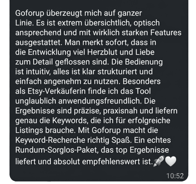 Testimonial: GOFORUP überzeugt auf ganzer Linie, Rundum-Sorglos-Paket, absolut empfehlenswert
